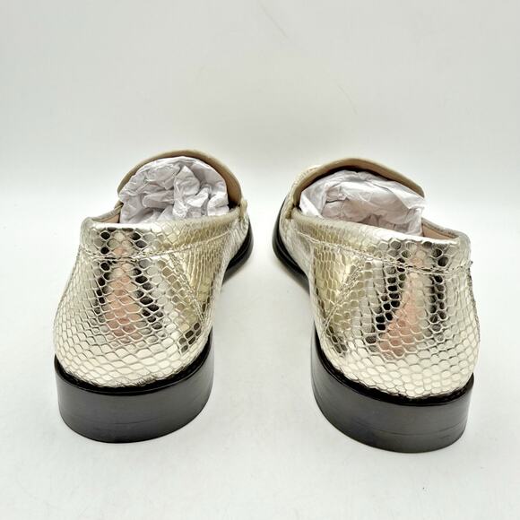 Cole Haan Womens Lana Lux Penny Loafers US 7 Wide Gold Snake Print Leather NIB - Picture 9 of 12